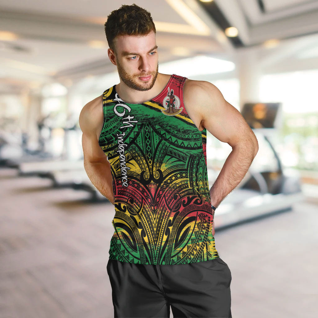 Vanuatu 46th Year Anniversary Men Tank Top Vintage Grunge Vanuatu Flag Heritage