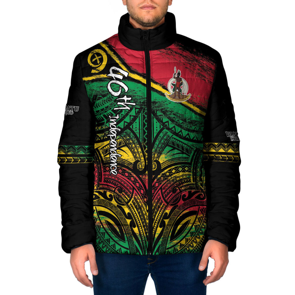 Vanuatu 46th Year Anniversary Padded Jacket Vintage Grunge Vanuatu Flag Heritage