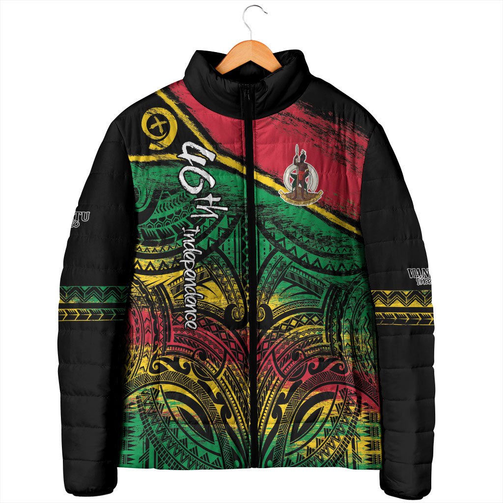 Vanuatu 46th Year Anniversary Padded Jacket Vintage Grunge Vanuatu Flag Heritage