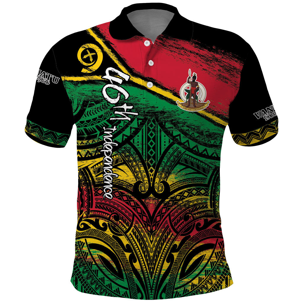 Vanuatu 46th Year Anniversary Polo Shirt Vintage Grunge Vanuatu Flag Heritage
