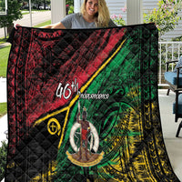 Vanuatu 46th Year Anniversary Quilt Vintage Grunge Vanuatu Flag Heritage