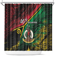 Vanuatu 46th Year Anniversary Shower Curtain Vintage Grunge Vanuatu Flag Heritage