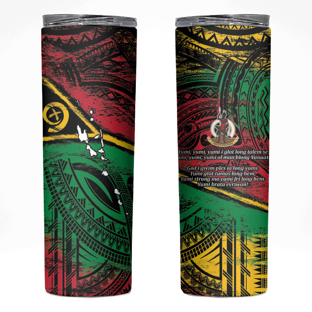 Vanuatu 46th Year Anniversary Skinny Tumbler Vintage Grunge Vanuatu Flag Heritage
