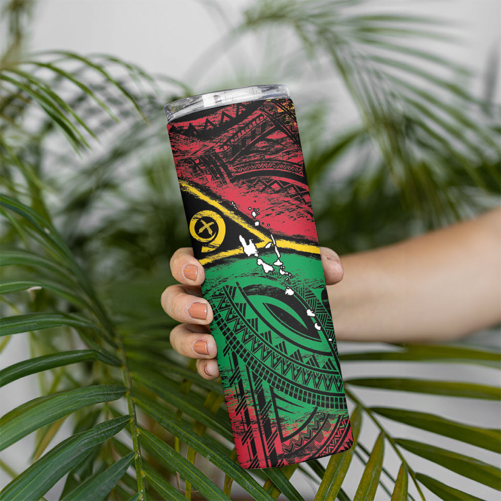 Vanuatu 46th Year Anniversary Skinny Tumbler Vintage Grunge Vanuatu Flag Heritage