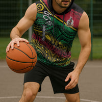 Vanuatu 46th Year Anniversary Sleeveless Hoodie Vintage Grunge Vanuatu Flag Heritage