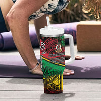 Vanuatu 46th Year Anniversary Tumbler With Handle Vintage Grunge Vanuatu Flag Heritage
