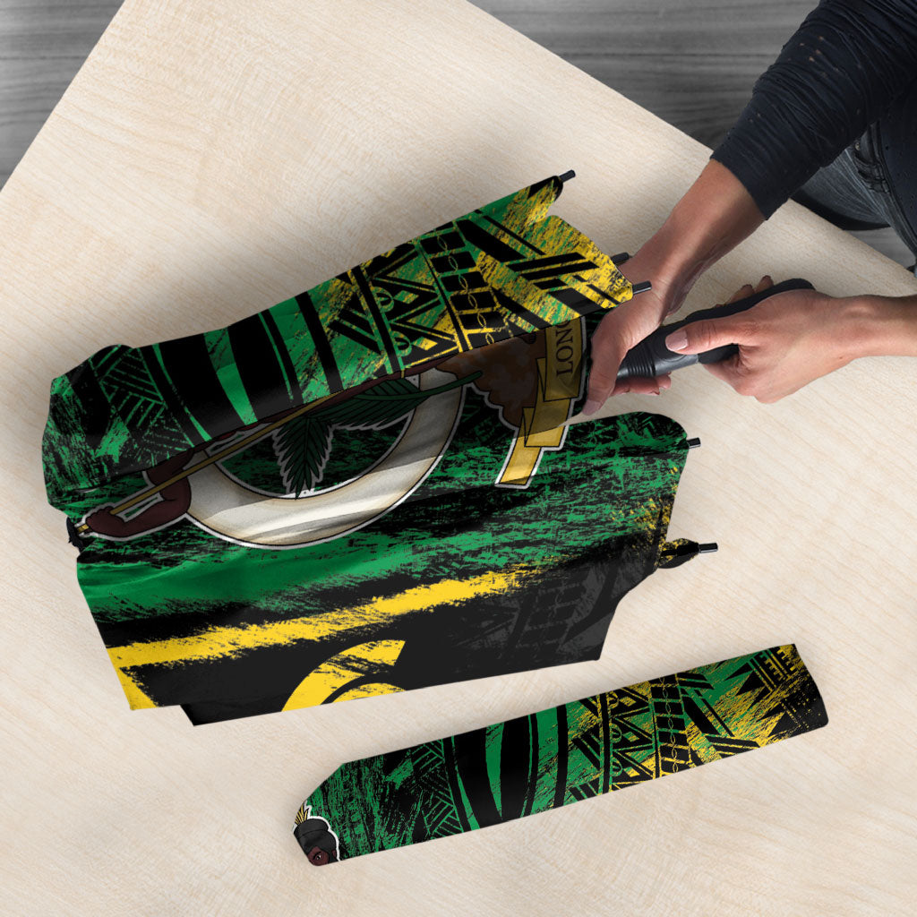 Vanuatu 46th Year Anniversary Umbrella Vintage Grunge Vanuatu Flag Heritage