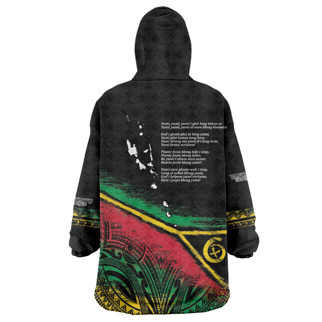 Vanuatu 46th Year Anniversary Wearable Blanket Hoodie Vintage Grunge Vanuatu Flag Heritage