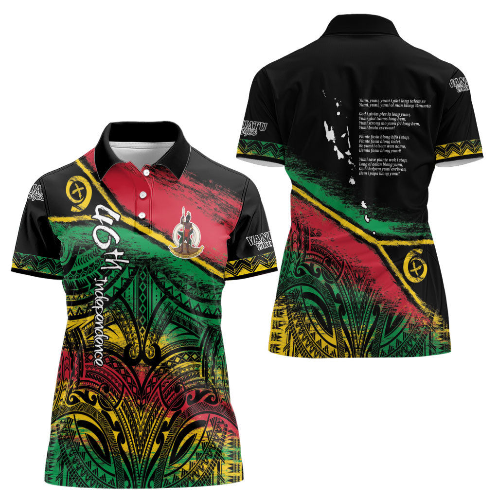 Vanuatu 46th Year Anniversary Women Polo Shirt Vintage Grunge Vanuatu Flag Heritage
