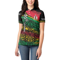 Vanuatu 46th Year Anniversary Women Polo Shirt Vintage Grunge Vanuatu Flag Heritage