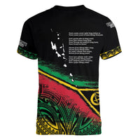 Vanuatu 46th Year Anniversary Women V-Neck T-Shirt Vintage Grunge Vanuatu Flag Heritage