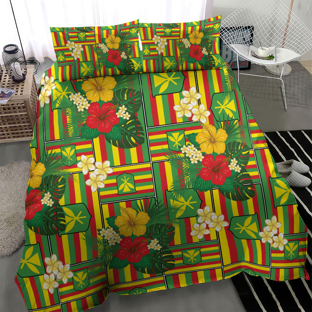 Hawaii Kanaka Maoli Hibiscus Bedding Set Hawaiian Flag Motif