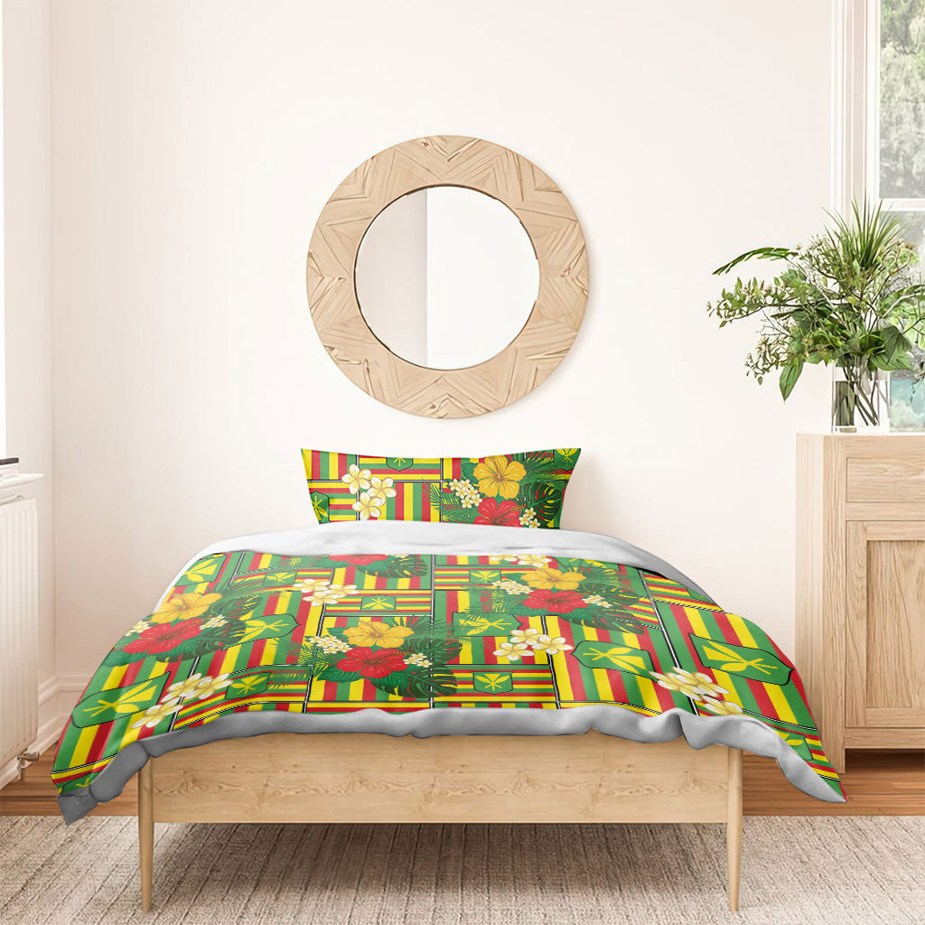 Hawaii Kanaka Maoli Hibiscus Bedding Set Hawaiian Flag Motif