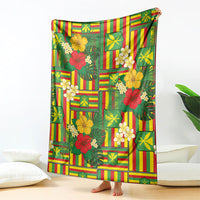 Hawaii Kanaka Maoli Hibiscus Blanket Hawaiian Flag Motif