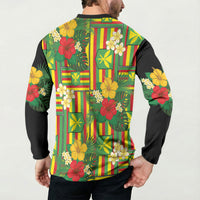 Hawaii Kanaka Maoli Hibiscus Button Sweatshirt Hawaiian Flag Motif