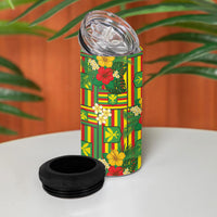 Hawaii Kanaka Maoli Hibiscus 4 in 1 Can Cooler Tumbler Hawaiian Flag Motif