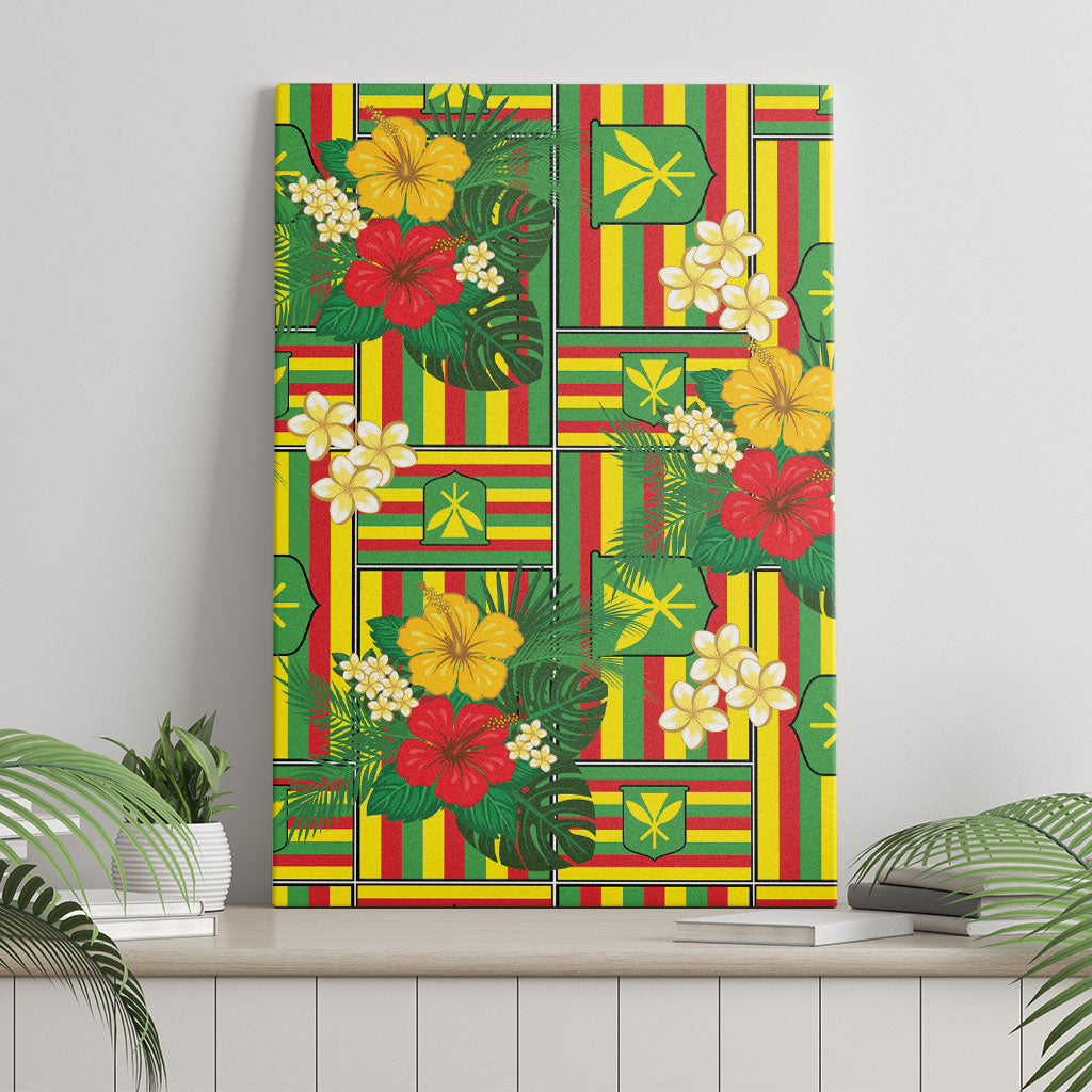 Hawaii Kanaka Maoli Hibiscus Canvas Wall Art Hawaiian Flag Motif