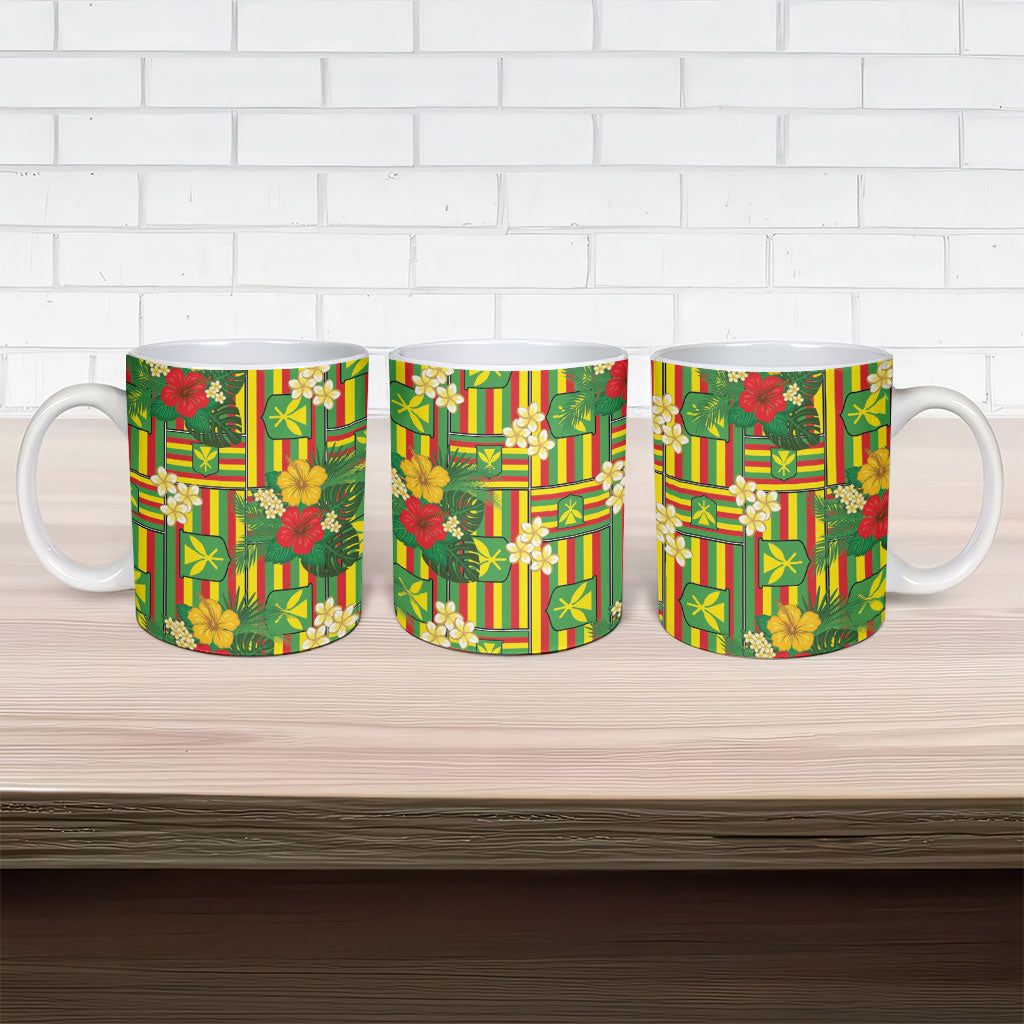 Hawaii Kanaka Maoli Hibiscus Ceramic Mug Hawaiian Flag Motif