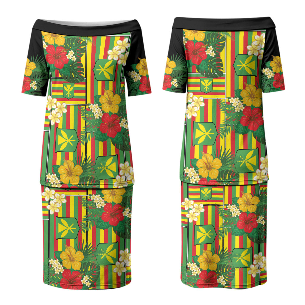 Hawaii Kanaka Maoli Hibiscus Couples Matching Puletasi and Hawaiian Shirt Hawaiian Flag Motif LT9 - Polynesian Pride