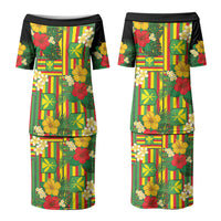 Hawaii Kanaka Maoli Hibiscus Couples Matching Puletasi and Hawaiian Shirt Hawaiian Flag Motif LT9 - Polynesian Pride