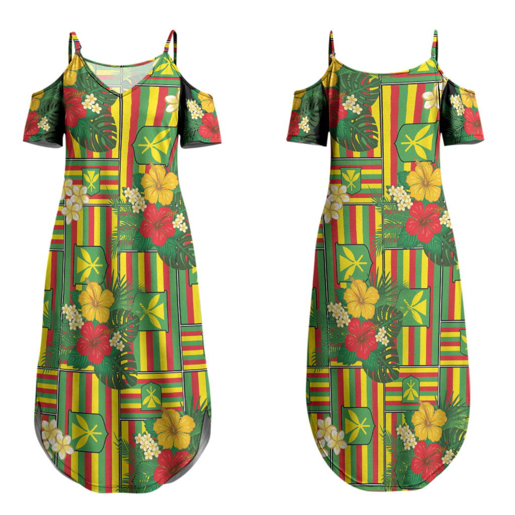 Hawaii Kanaka Maoli Hibiscus Couples Matching Summer Maxi Dress and Long Sleeve Button Shirt Hawaiian Flag Motif LT9 - Polynesian Pride