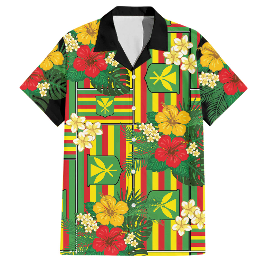 Hawaii Kanaka Maoli Hibiscus Family Matching Long Sleeve Bodycon Dress and Hawaiian Shirt Hawaiian Flag Motif LT9 Dad's Shirt - Short Sleeve Green - Polynesian Pride