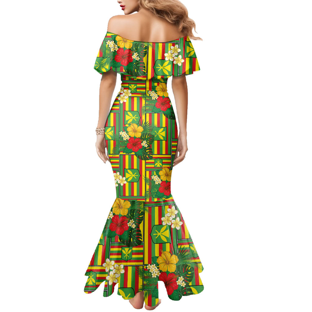 Hawaii Kanaka Maoli Hibiscus Family Matching Mermaid Dress and Hawaiian Shirt Hawaiian Flag Motif LT9 - Polynesian Pride