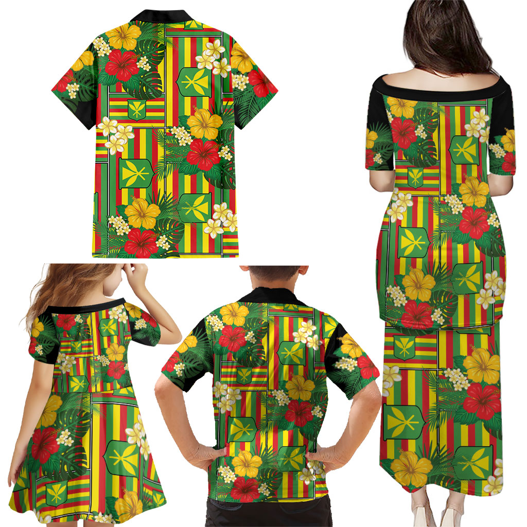 Hawaii Kanaka Maoli Hibiscus Family Matching Puletasi and Hawaiian Shirt Hawaiian Flag Motif LT9 - Polynesian Pride