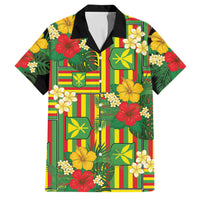 Hawaii Kanaka Maoli Hibiscus Family Matching Summer Maxi Dress and Hawaiian Shirt Hawaiian Flag Motif LT9 Dad's Shirt - Short Sleeve Green - Polynesian Pride