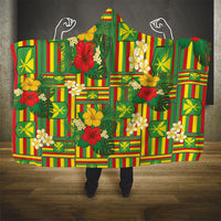 Hawaii Kanaka Maoli Hibiscus Hooded Blanket Hawaiian Flag Motif
