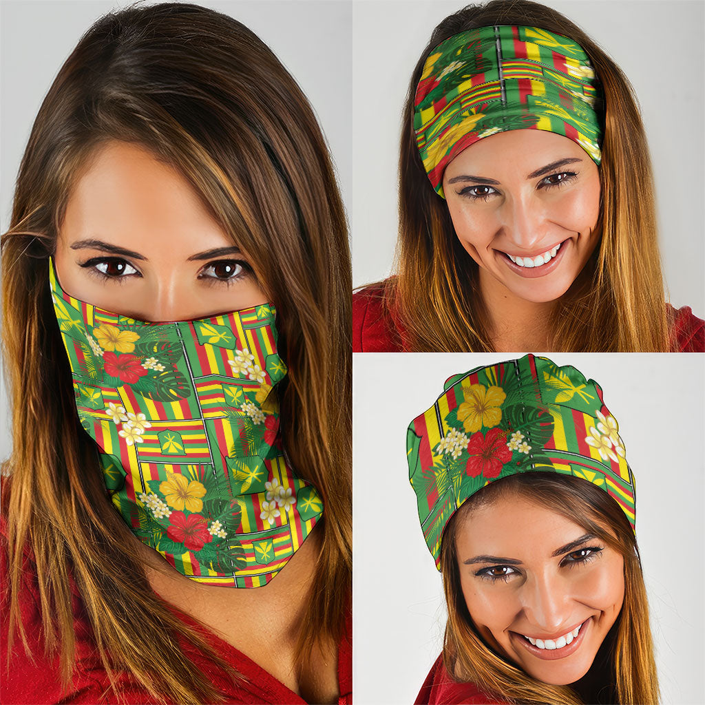 Hawaii Kanaka Maoli Hibiscus Neck Gaiter Hawaiian Flag Motif
