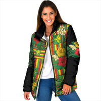 Hawaii Kanaka Maoli Hibiscus Padded Jacket Hawaiian Flag Motif