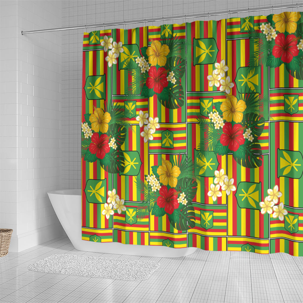 Hawaii Kanaka Maoli Hibiscus Shower Curtain Hawaiian Flag Motif