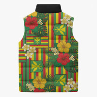 Hawaii Kanaka Maoli Hibiscus Sleeveless Puffer Jacket Hawaiian Flag Motif