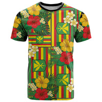 Hawaii Kanaka Maoli Hibiscus T Shirt Hawaiian Flag Motif LT9 Green - Polynesian Pride