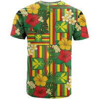 Hawaii Kanaka Maoli Hibiscus T Shirt Hawaiian Flag Motif LT9 - Polynesian Pride