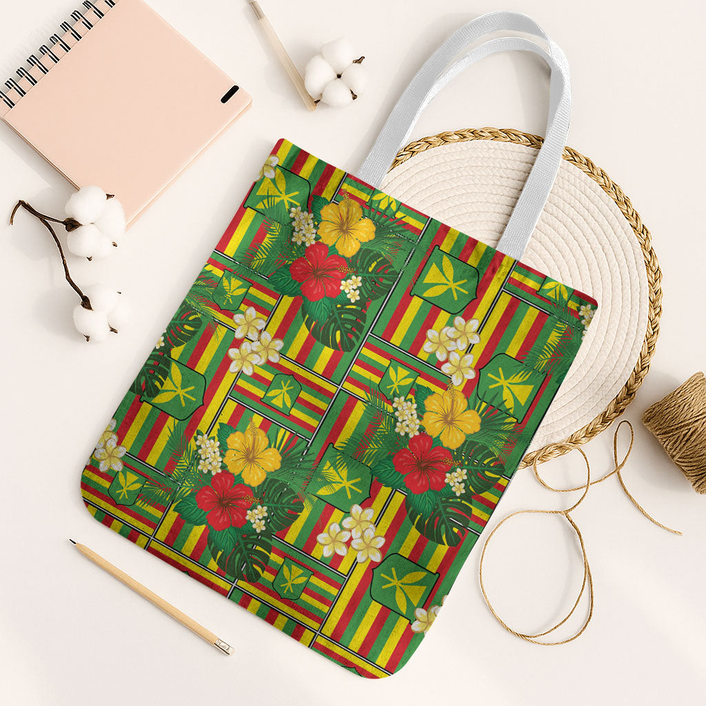 Hawaii Kanaka Maoli Hibiscus Tote Bag Hawaiian Flag Motif