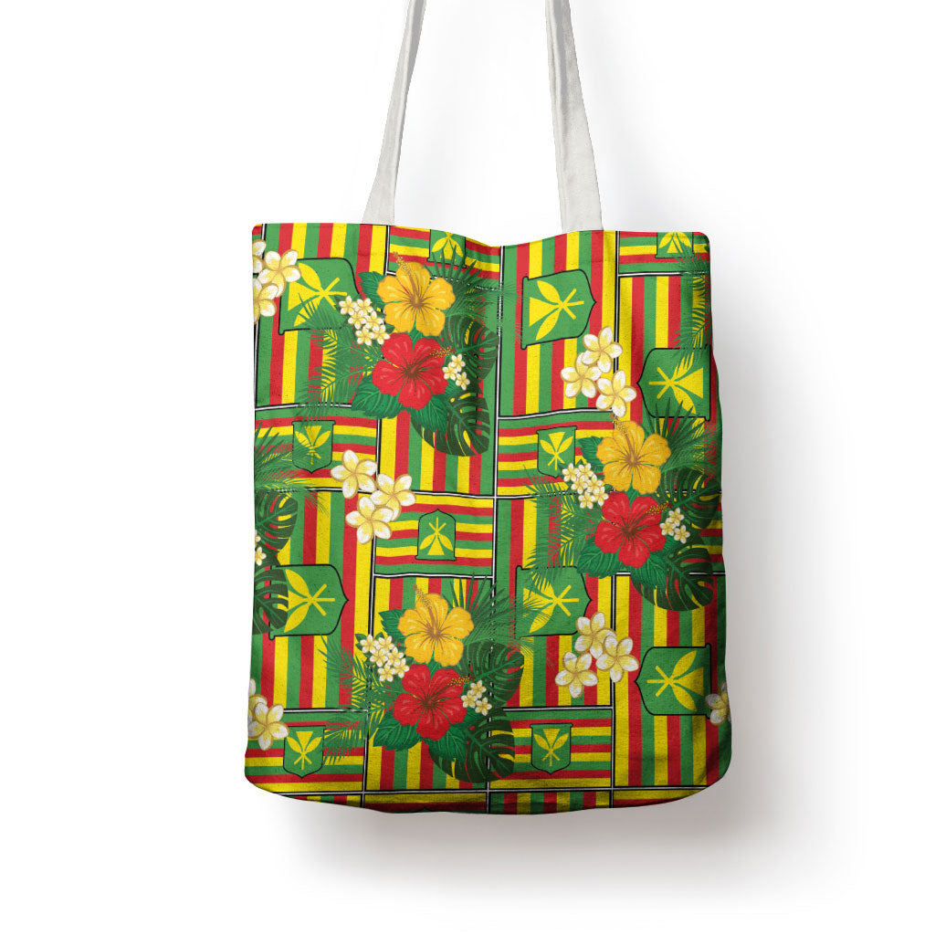 Hawaii Kanaka Maoli Hibiscus Tote Bag Hawaiian Flag Motif