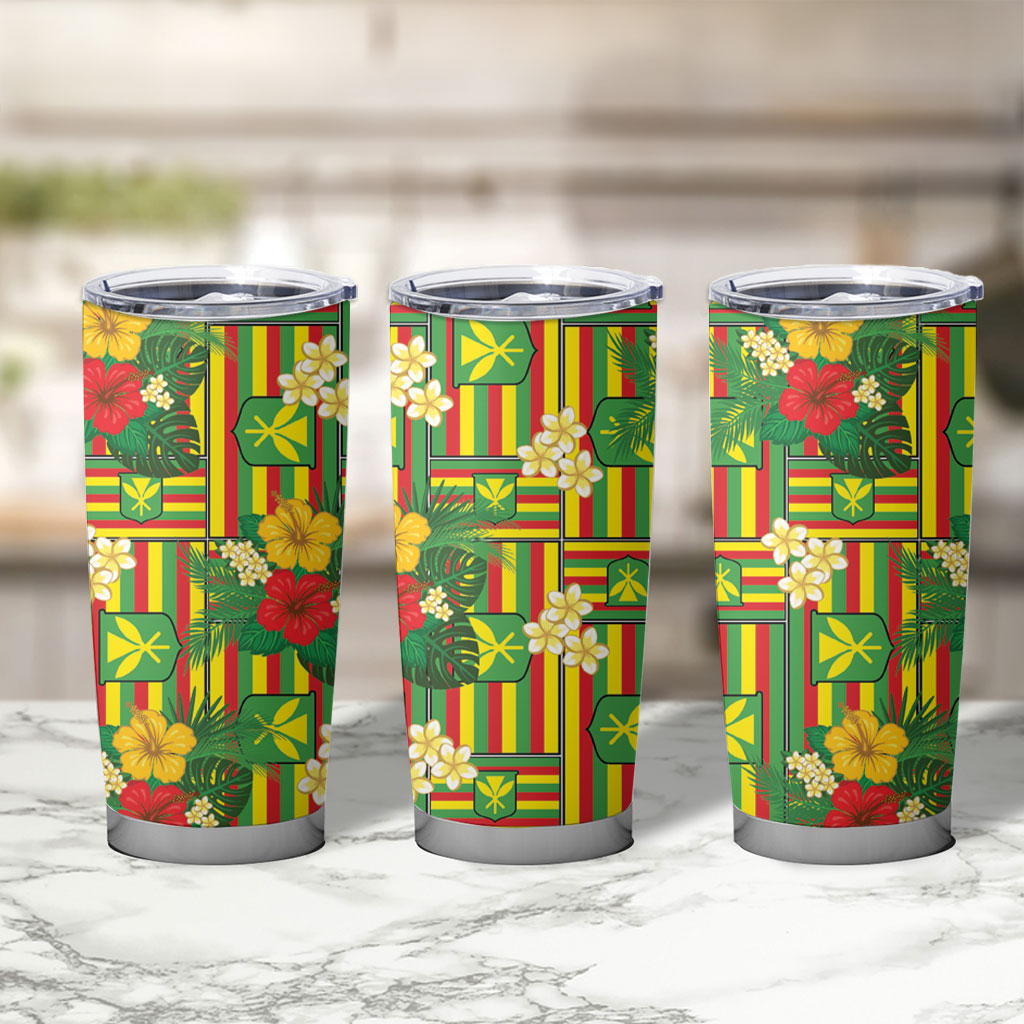 Hawaii Kanaka Maoli Hibiscus Tumbler Cup Hawaiian Flag Motif