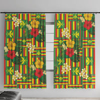 Hawaii Kanaka Maoli Hibiscus Window Curtain Hawaiian Flag Motif