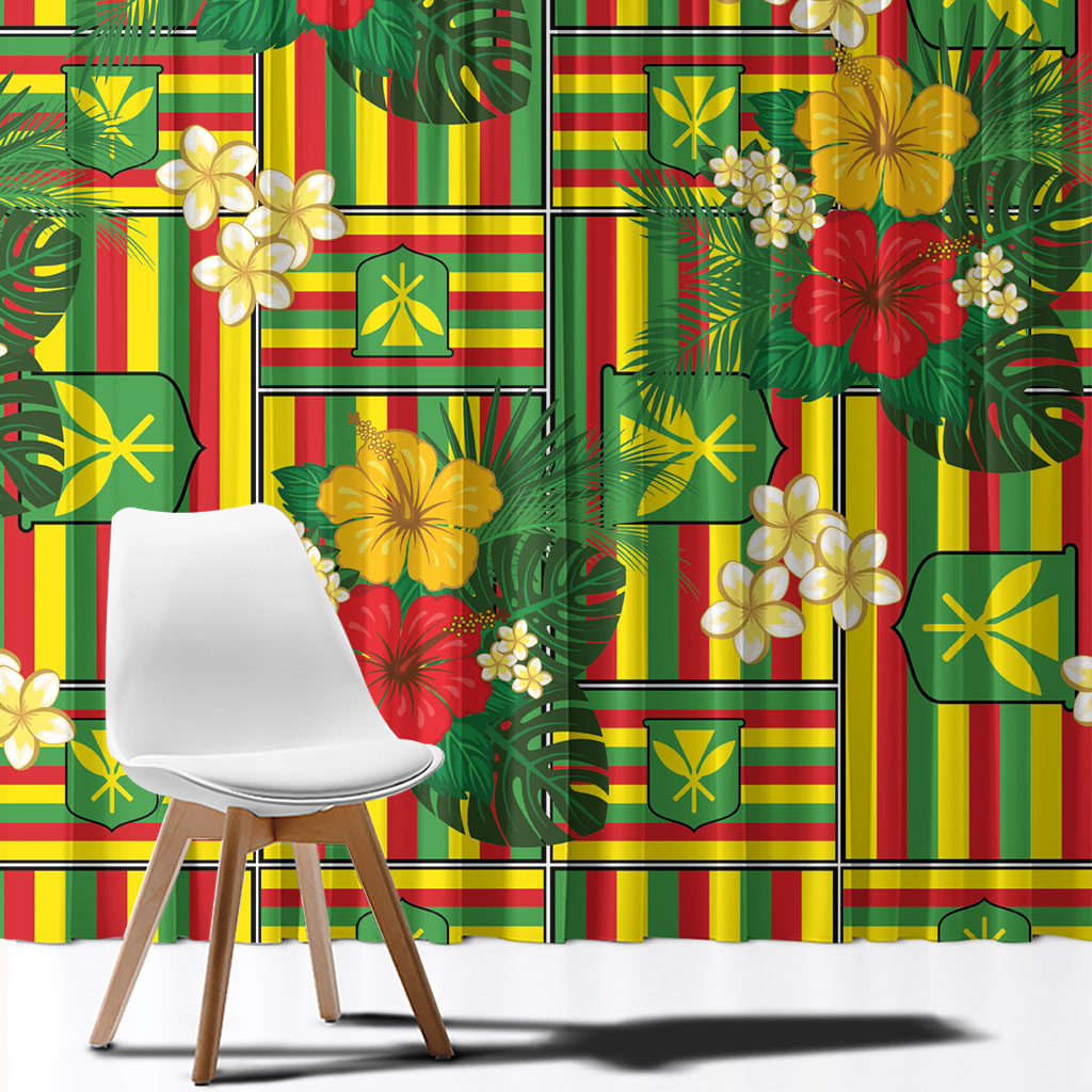 Hawaii Kanaka Maoli Hibiscus Window Curtain Hawaiian Flag Motif