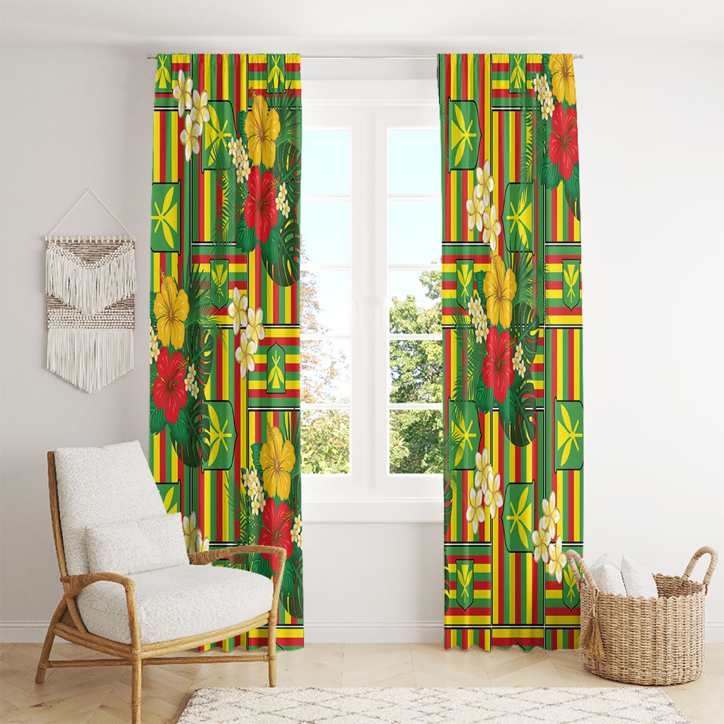 Hawaii Kanaka Maoli Hibiscus Window Curtain Hawaiian Flag Motif