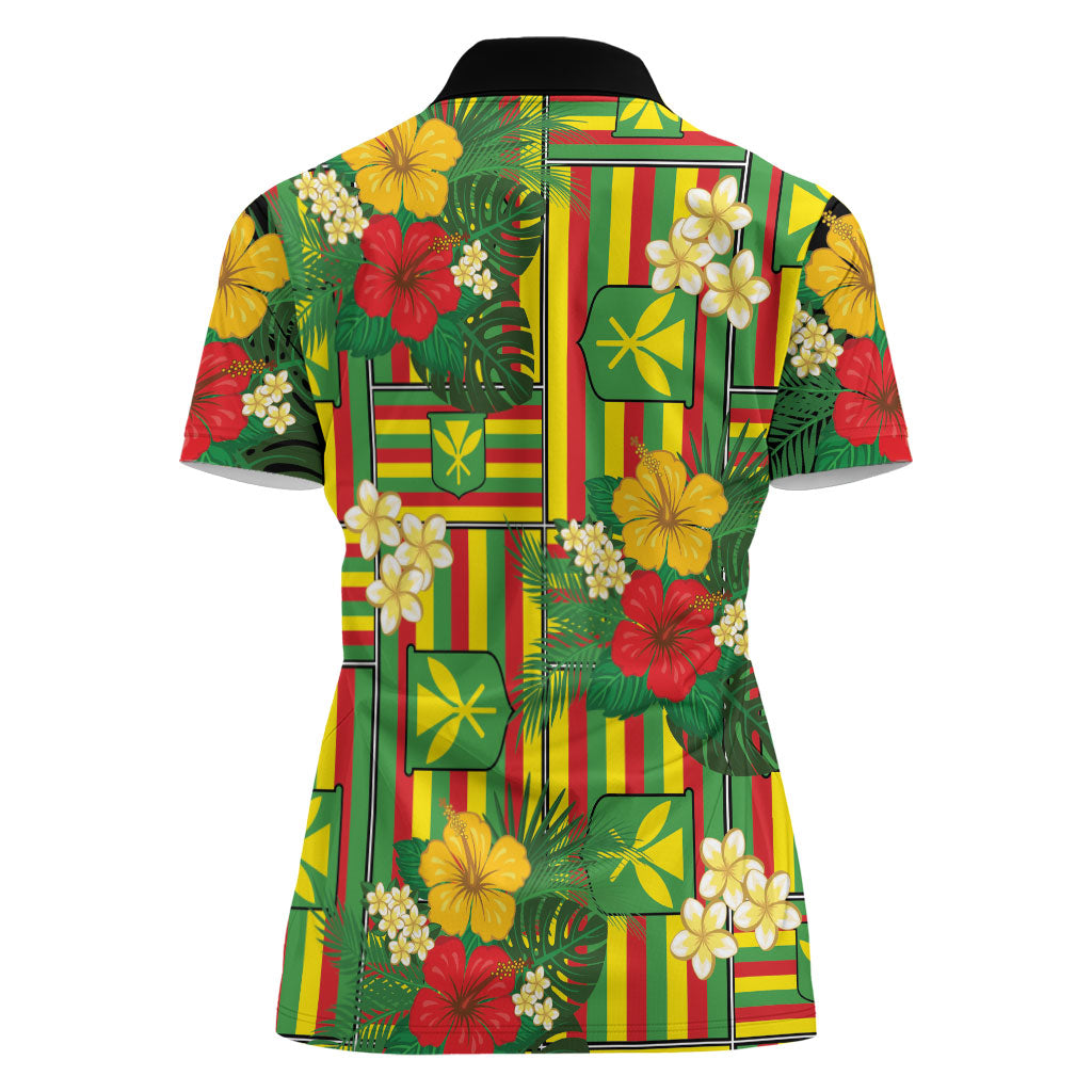 Hawaii Kanaka Maoli Hibiscus Women Polo Shirt Hawaiian Flag Motif
