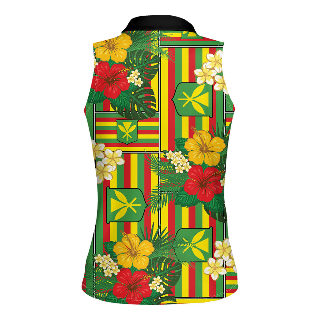 Hawaii Kanaka Maoli Hibiscus Women Sleeveless Polo Shirt Hawaiian Flag Motif LT9 - Polynesian Pride
