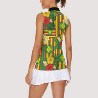 Hawaii Kanaka Maoli Hibiscus Women Sleeveless Polo Shirt Hawaiian Flag Motif LT9 - Polynesian Pride
