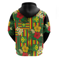 Hawaii Kanaka Maoli Hibiscus Zip Hoodie Hawaiian Flag Motif
