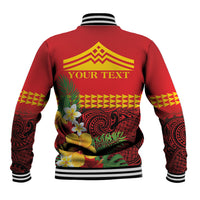 Hawaii Ku Kia'i Mauna Personalized Baseball Jacket Hibiscus Kakau Pattern