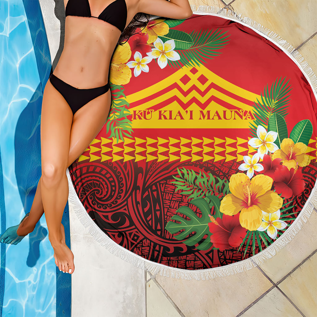 Hawaii Ku Kia'i Mauna Beach Blanket Hibiscus Kakau Pattern