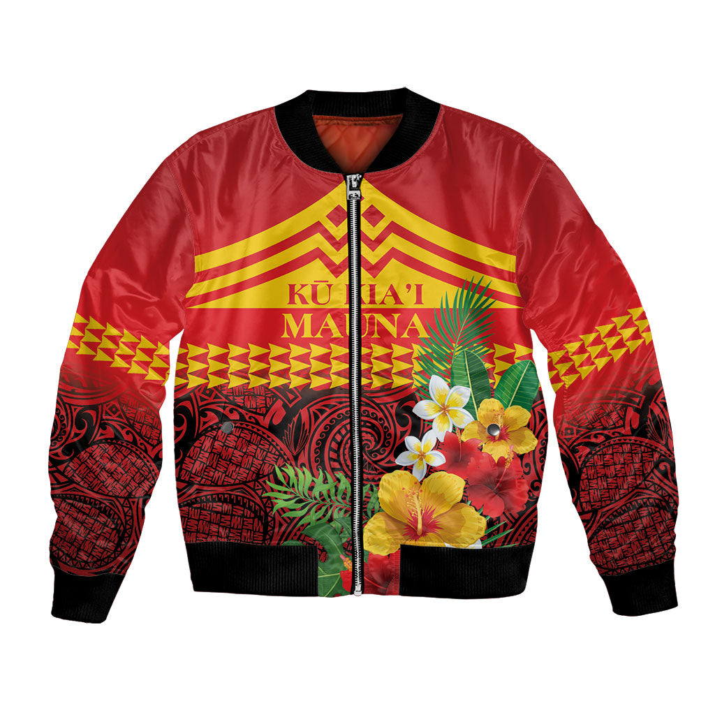 Hawaii Ku Kia'i Mauna Personalized Bomber Jacket Hibiscus Kakau Pattern