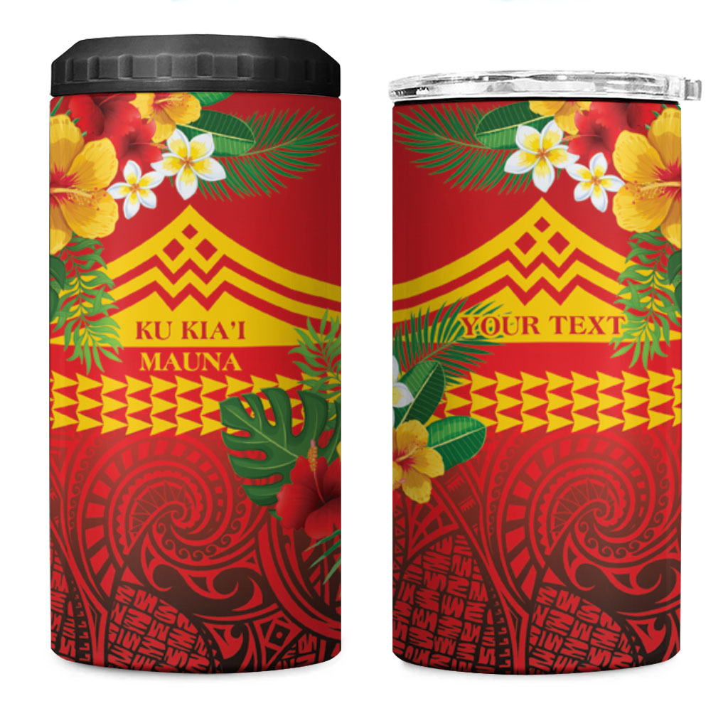 Hawaii Ku Kia'i Mauna Personalized 4 in 1 Can Cooler Tumbler Hibiscus Kakau Pattern